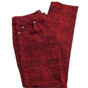 Animal Print Straight Leg Stretchy Jeans Red Black